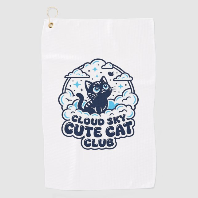 Cloud Sky Cute Cat Pet Lover Shirt Art - Cloud Sky Golf Towel (Front)