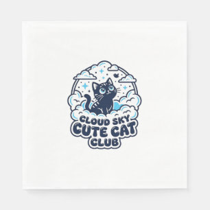 Cloud Sky Cute Cat Pet Lover Shirt Art - Cloud Sky Napkins