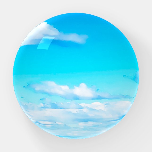 Cloud Sky Ocean Beach Modern Scene Paperweight (Front)