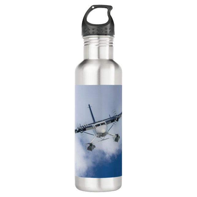 Cloud-Soaring Seaplane Stainless Steel Water Bottle (Front)