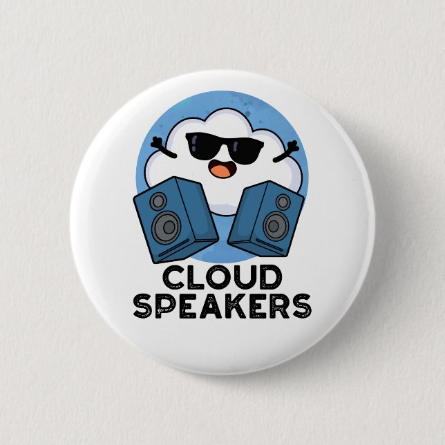Cloud Speakers Funny Weather Pun  Button (Front)