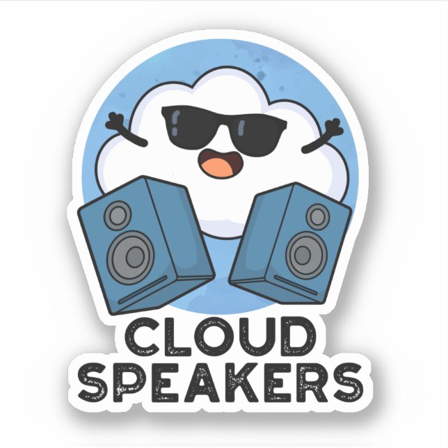 Cloud Speakers Funny Weather Pun  Sticker (Front)