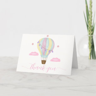 Cloud Star Rainbow Hot Air Balloon Baby Shower Letterpress Thank You Card