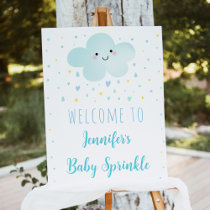 Cloud Stars Boy Blue Baby Shower Welcome Foam Board