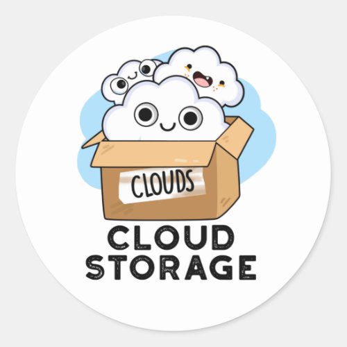 Cloud Storage Funny Weather Technology Pun Classic Round Sticker