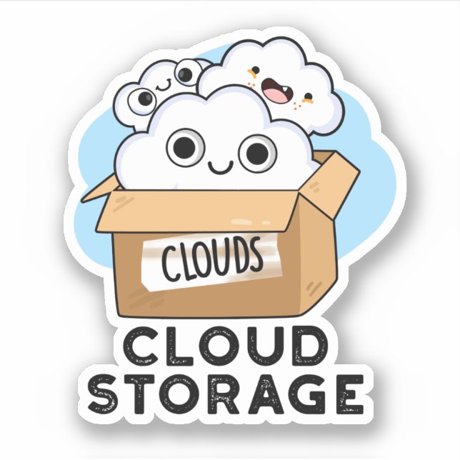 Cloud Storage Funny Weather Technology Pun  Sticker (Front)