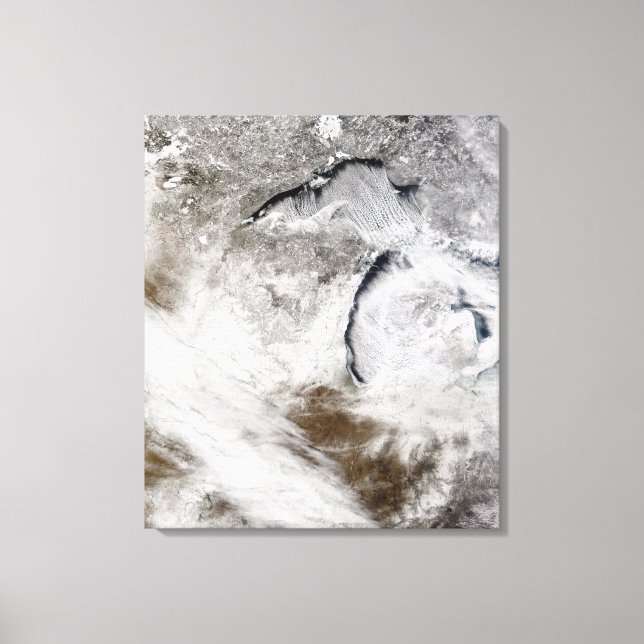 Cloud streets over Lake Superior and Lake Michi Canvas Print (Front)