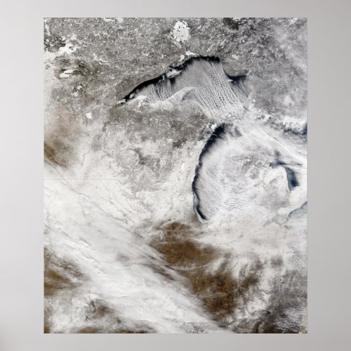 Cloud streets over Lake Superior and Lake Michi Poster