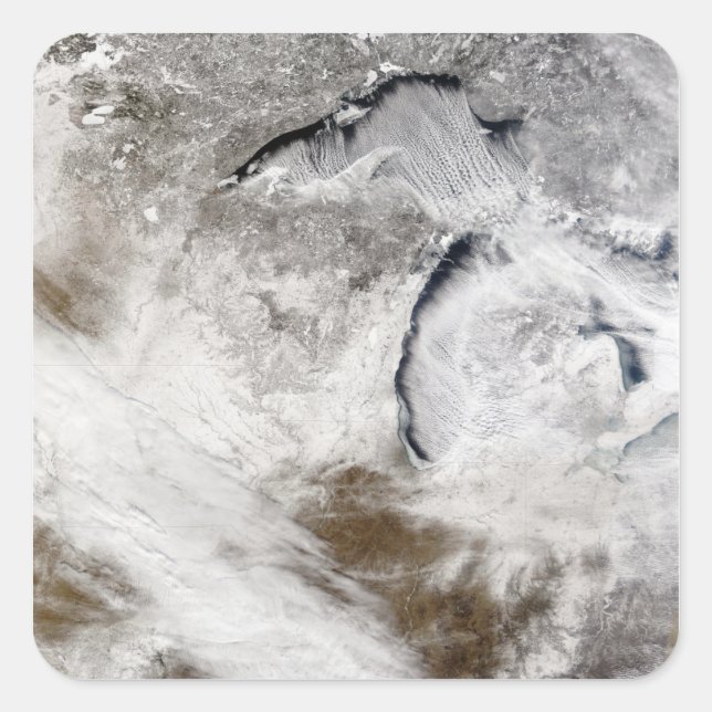 Cloud streets over Lake Superior and Lake Michi Square Sticker (Front)