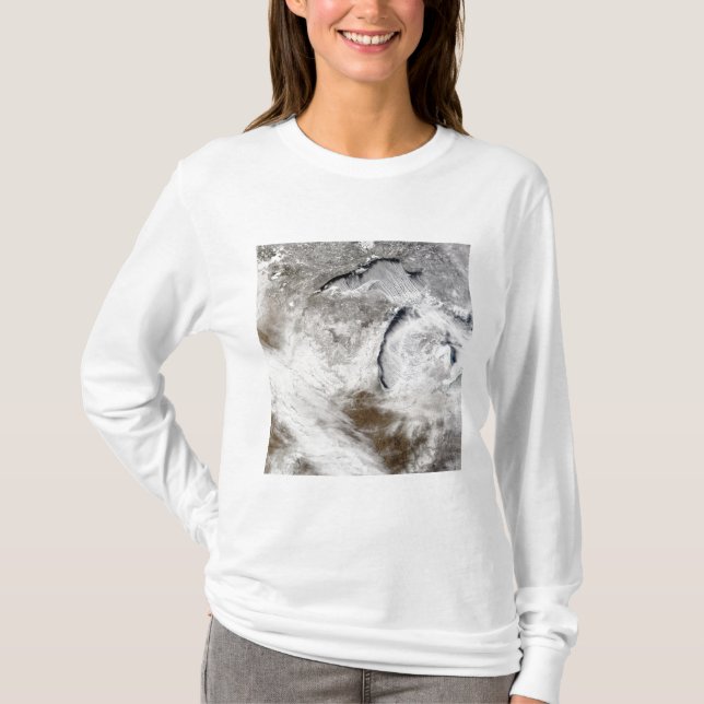 Cloud streets over Lake Superior and Lake Michi T-Shirt (Front)