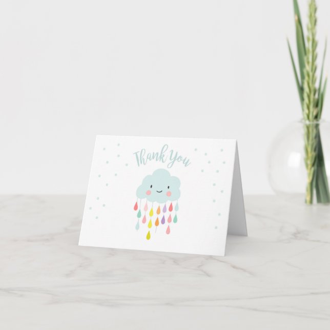 Cloud Thank you card Raindrop Baby shower Sprinkle (Front)
