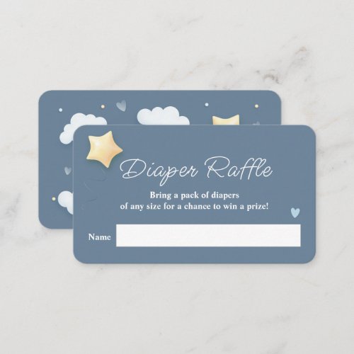 Cloud Theme Baby Shower Blue Diaper Raffle Enclosure Card