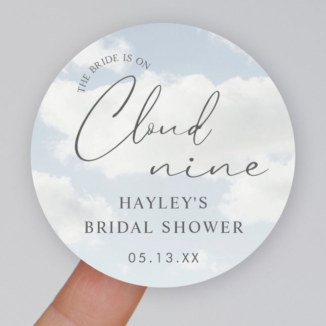 Cloud Theme She's On Cloud 9 Bridal Shower Favors Classic Round Sticker (Creator Uploaded)