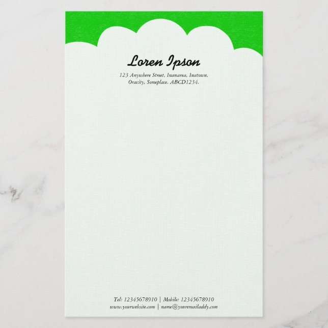 Cloud Top - Green Stationery (Front)