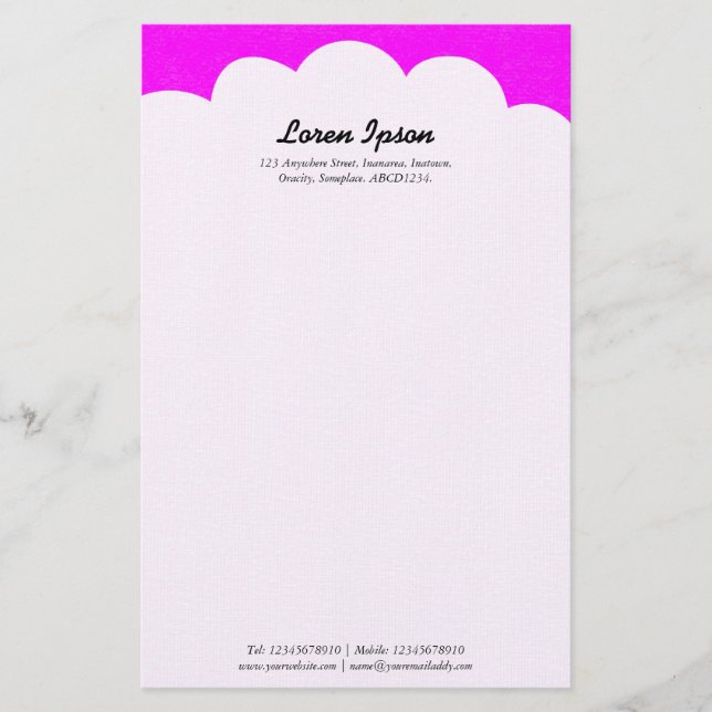 Cloud Top - Magenta Stationery (Front)
