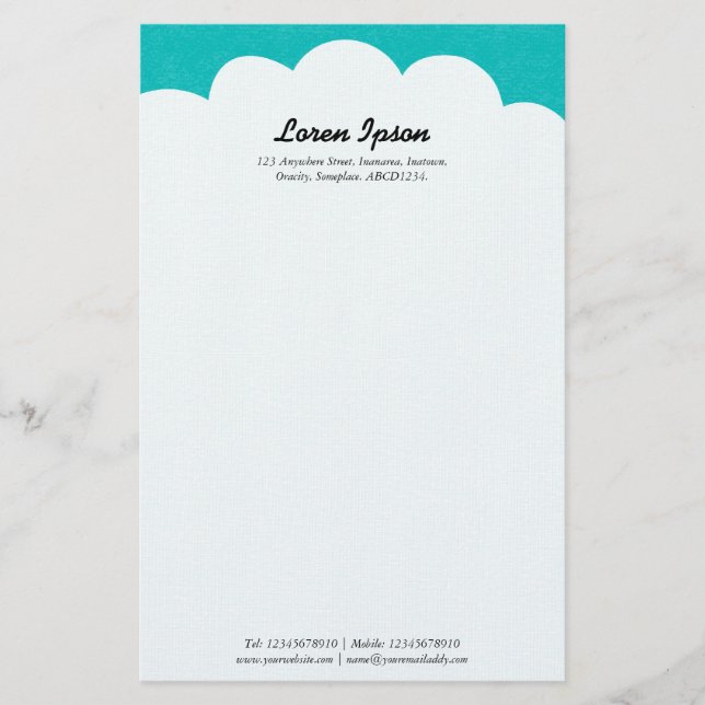 Cloud Top - Turquoise Stationery (Front)