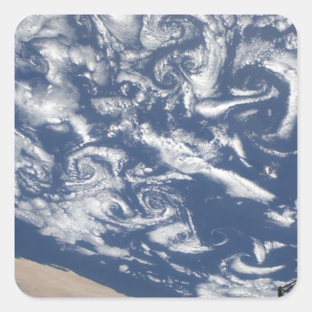 Cloud vortex streets off the coast square sticker (Front)
