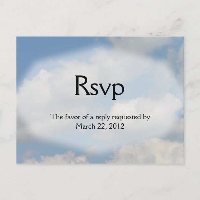 Cloud  Wedding RSVP Invitation Postcard (Front)