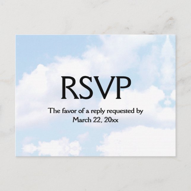 Cloud  Wedding RSVP with Menu (Front)