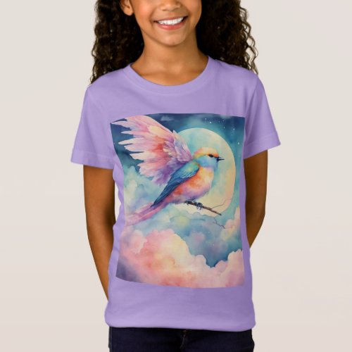 Cloud Whispers Pastel Dream Bird T_Shirt Design