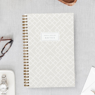 Cloud White | Coastal Bamboo Trellis Personalized Notebook