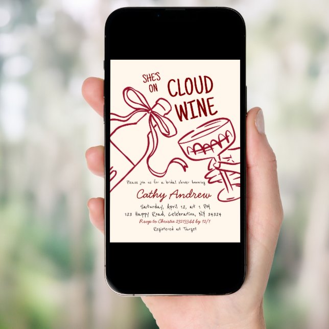 Cloud Wine Bridal Shower Invitation (Front Digital)