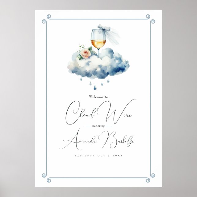 Cloud Wine Bridal Shower Welcome Poster (Front)