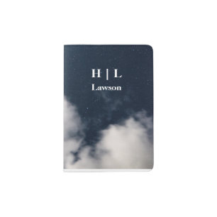 Cloud with Modern Monogram   Passport Holder
