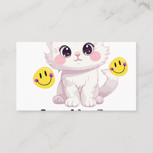 "Cloud With Paws Cute Fluffy Cat Business Card" Card