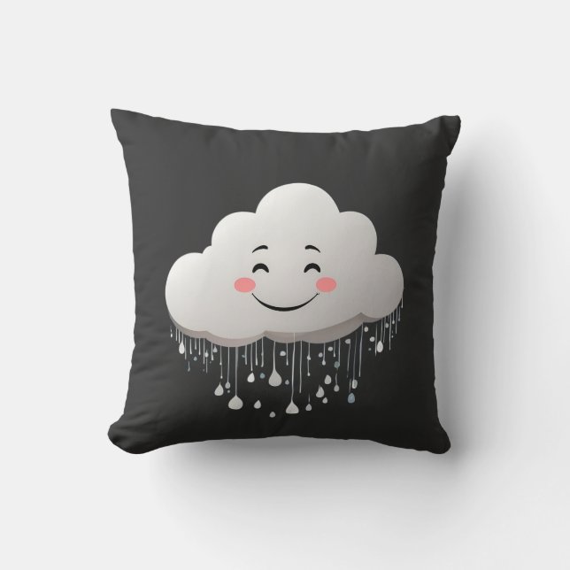 cloud with rain drops throw pillow (Front)