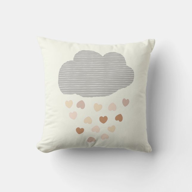 Cloud with rain hearts nursery pillow (Front)