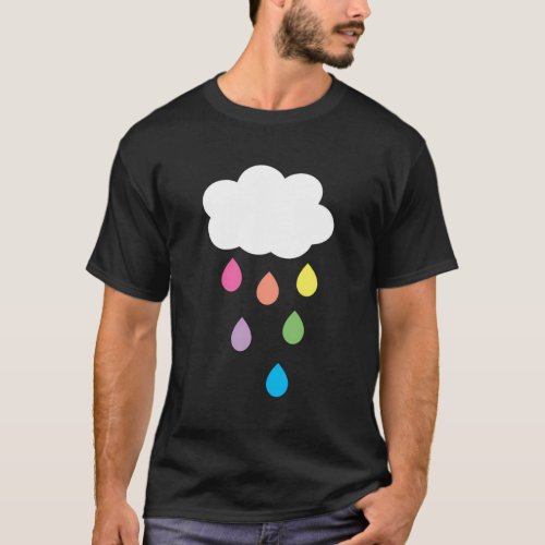 Cloud With Rainbow Raindrops T_Shirt