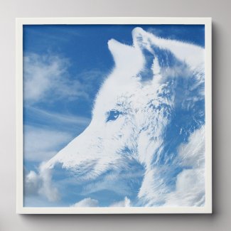 Cloud Wolf Head Photo Tile