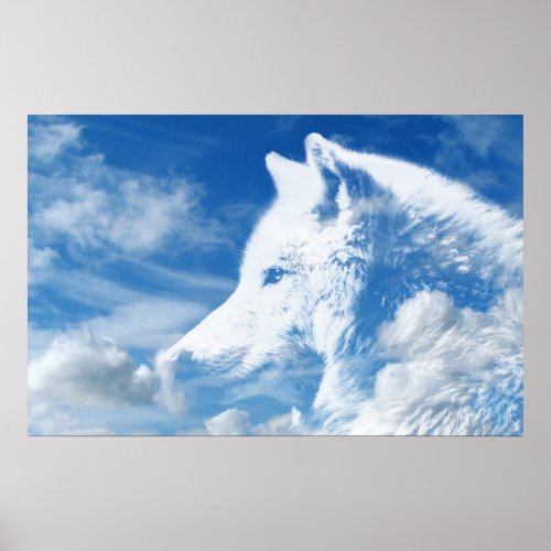 Cloud Wolf Head Poster