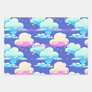 Cloud Wrapping paper, customize saying on sheet. Paper Sheets