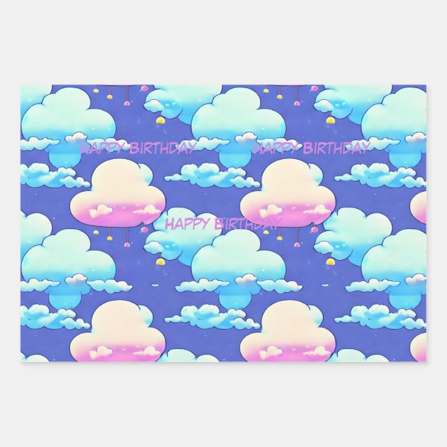 Cloud Wrapping paper, customize saying on sheet. Wrapping Paper Sheets (Front)