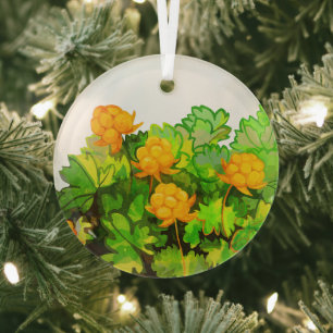 Cloudberries Glass Ornament