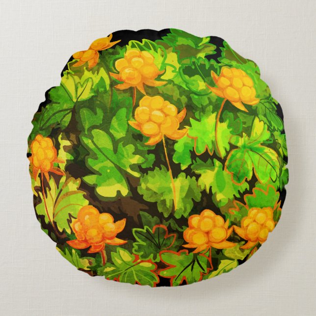 Cloudberries Round Pillow (Front)