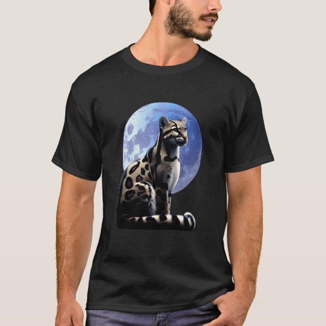 Clouded Leopard Moon Big Cat Wildlife Art Long Sle T-Shirt (Front)