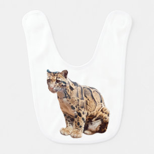 clouded leopard photograph jungle big cat animal baby bib