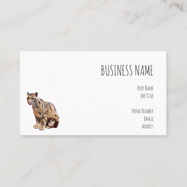 clouded leopard photograph jungle big cat animal   business card (Front)