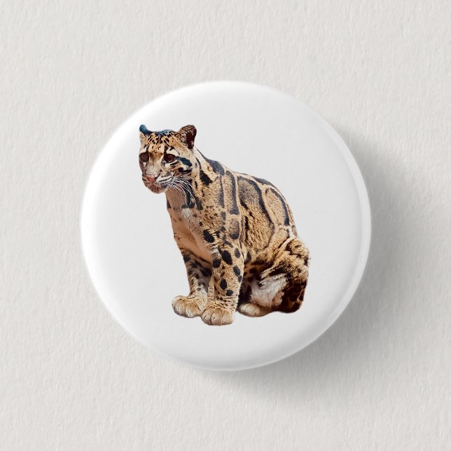 clouded leopard photograph jungle big cat animal   button (Front)