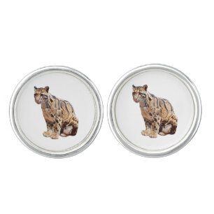 clouded leopard photograph jungle big cat animal cufflinks
