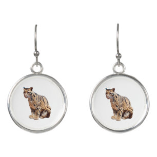 clouded leopard photograph jungle big cat animal   earrings
