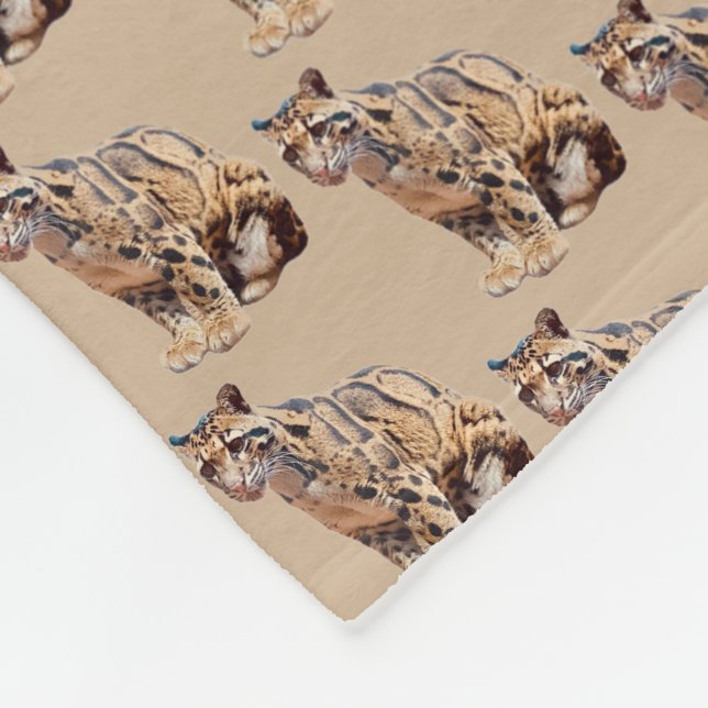 clouded leopard photograph jungle big cat animal   fleece blanket (Corner)
