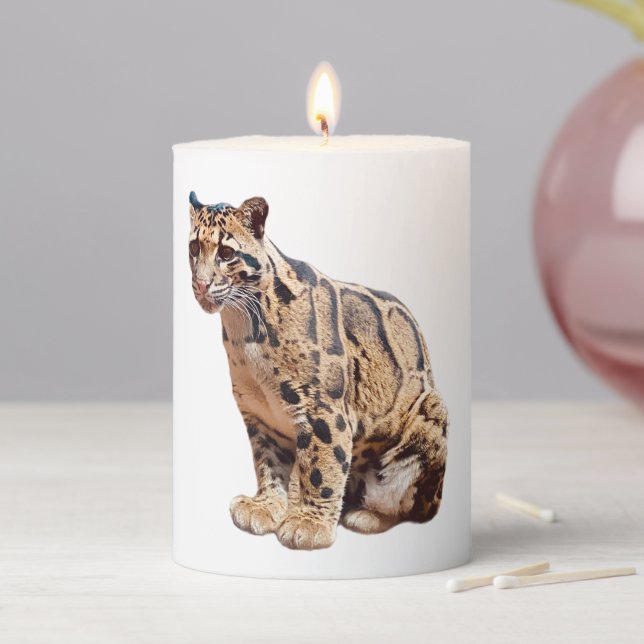 clouded leopard photograph jungle big cat animal   pillar candle (In Situ)