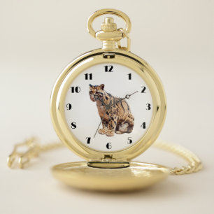 clouded leopard photograph jungle big cat animal pocket watch