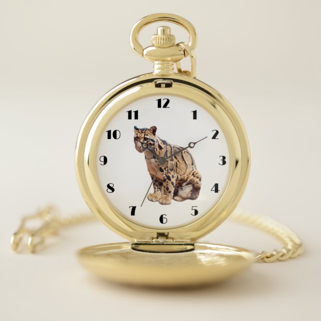 clouded leopard photograph jungle big cat animal   pocket watch (Inside)