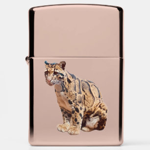 clouded leopard photograph jungle big cat animal zippo lighter
