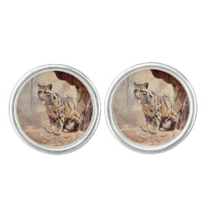 clouded leopard picture nature wildlife exotic cufflinks